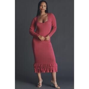 Anthropologie Slim Ruffle Sweater Midi Dress NWT Size XL, 1X, 2X